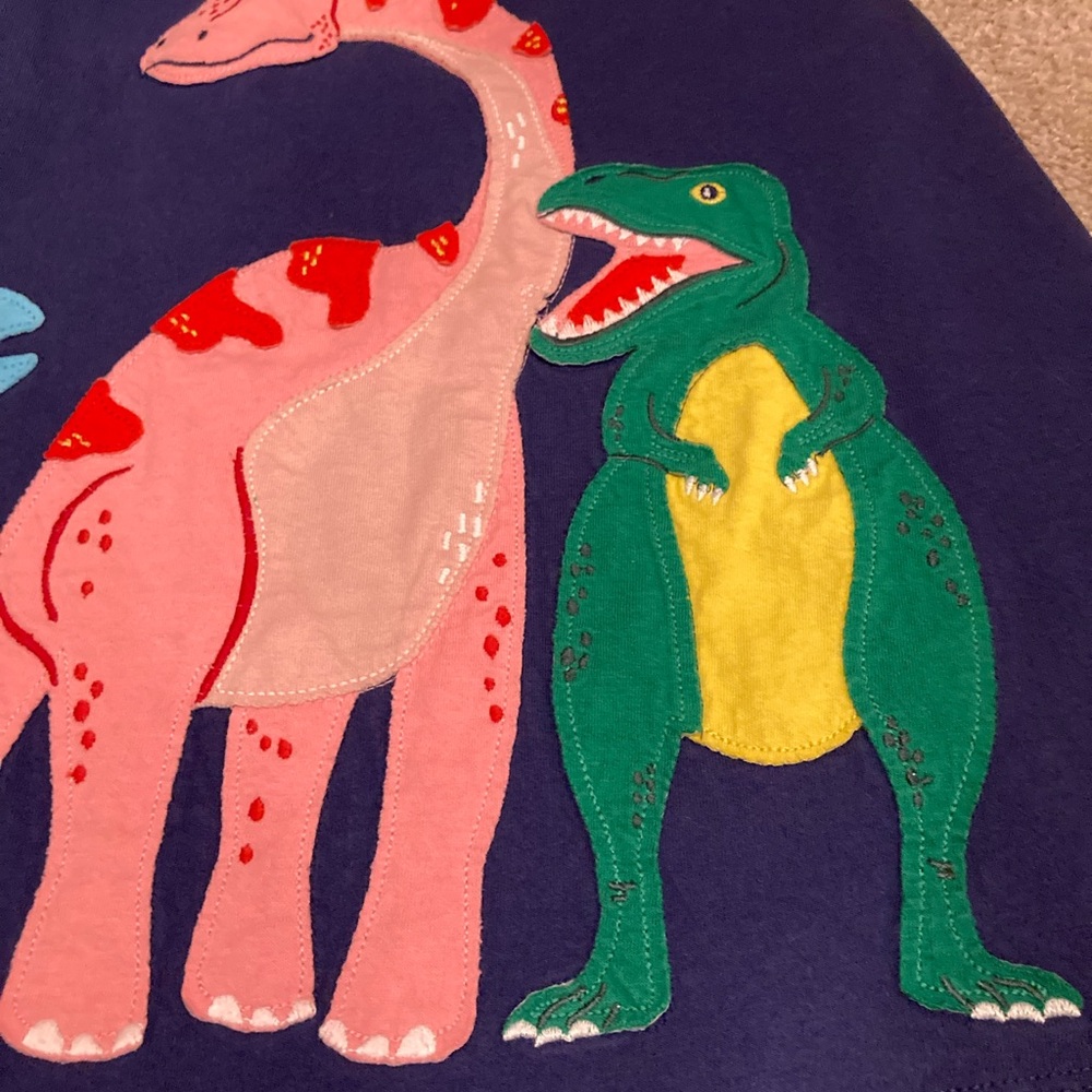 4-5 Mini Boden Appliqué Dinosaur Blue Sleeveless Dress - Picture 3 of 7